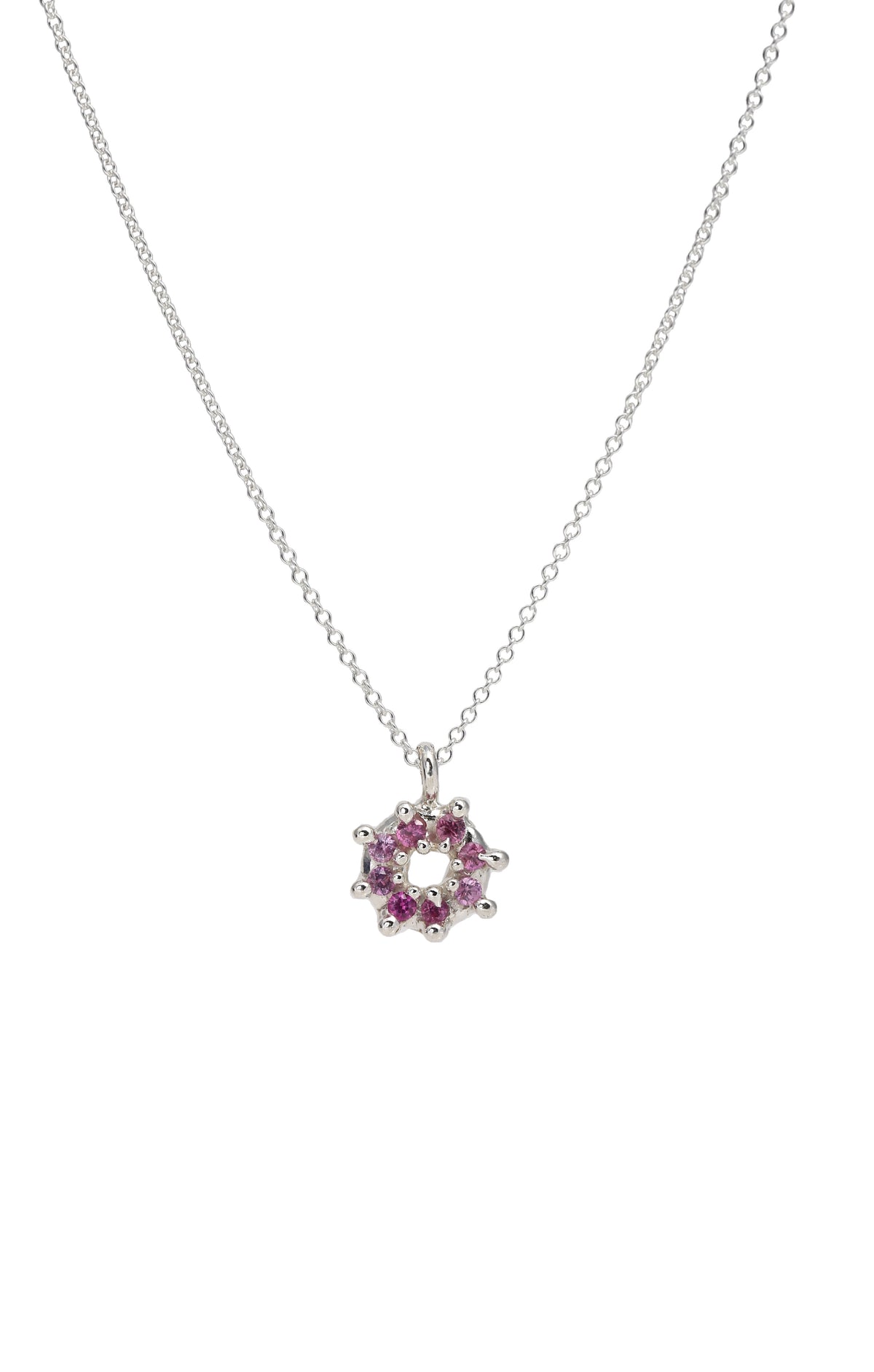 Halo XS Pink Sapphire Necklace