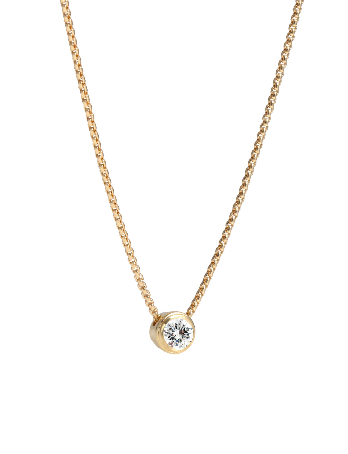 Solitaire Diamond Bezel Necklace