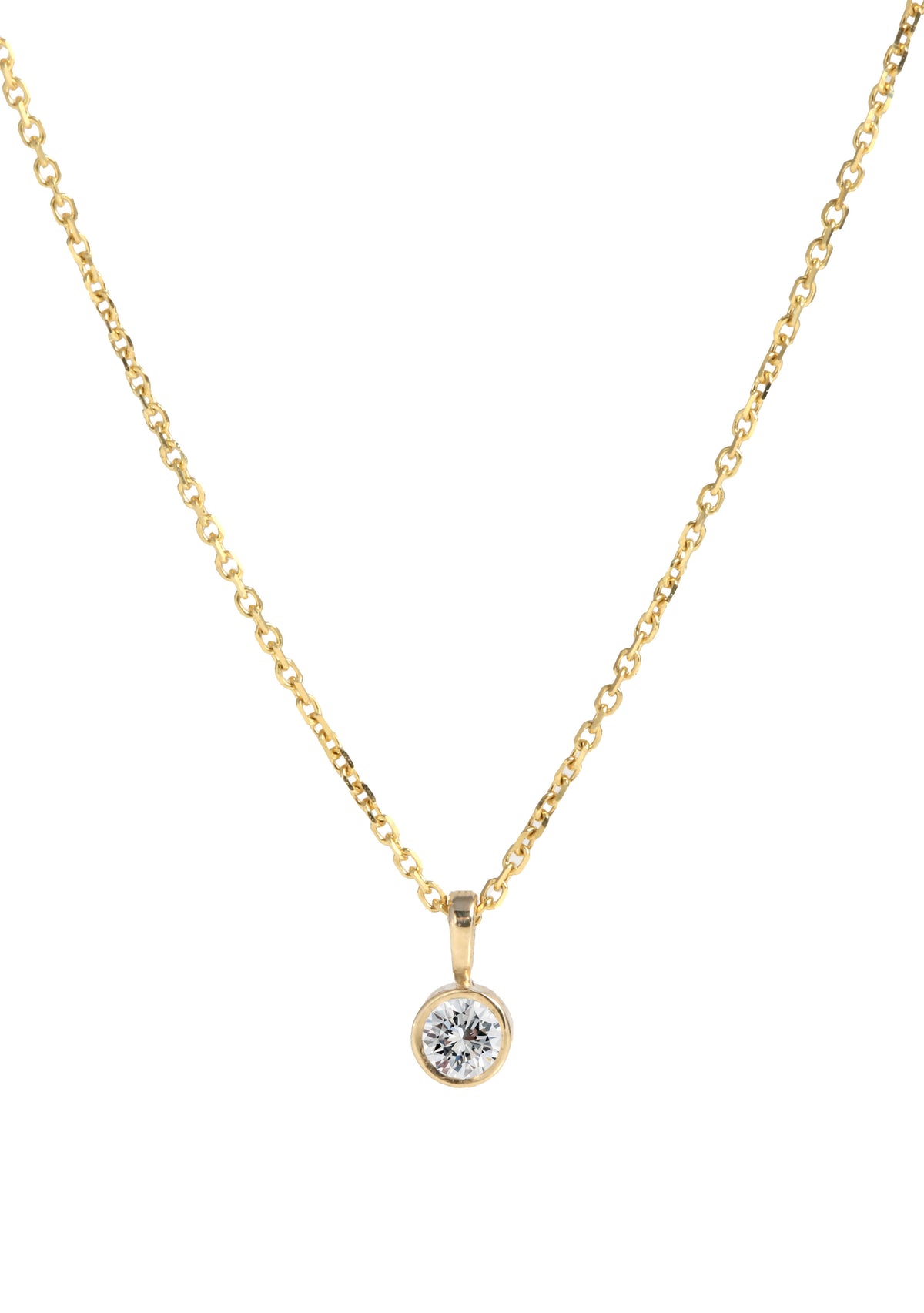 Solitaire Diamond Bezel Necklace