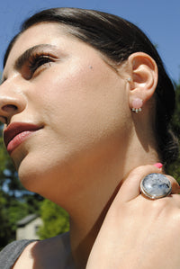 Guava Quartz and Diamond Studs