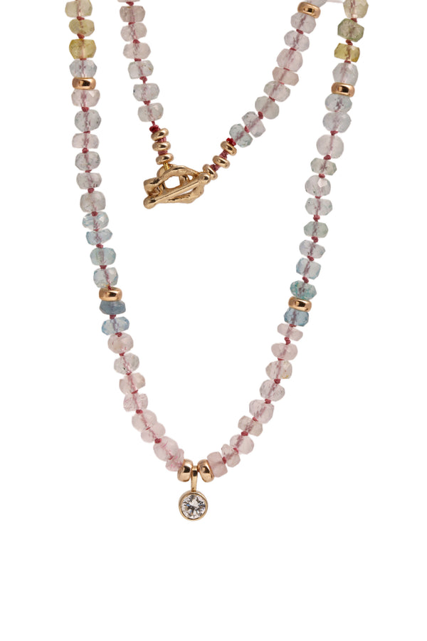 Multi-Color Aquamarine & Diamond Necklace
