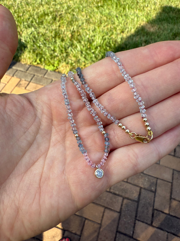 Multi-Color Aquamarine & Diamond Necklace