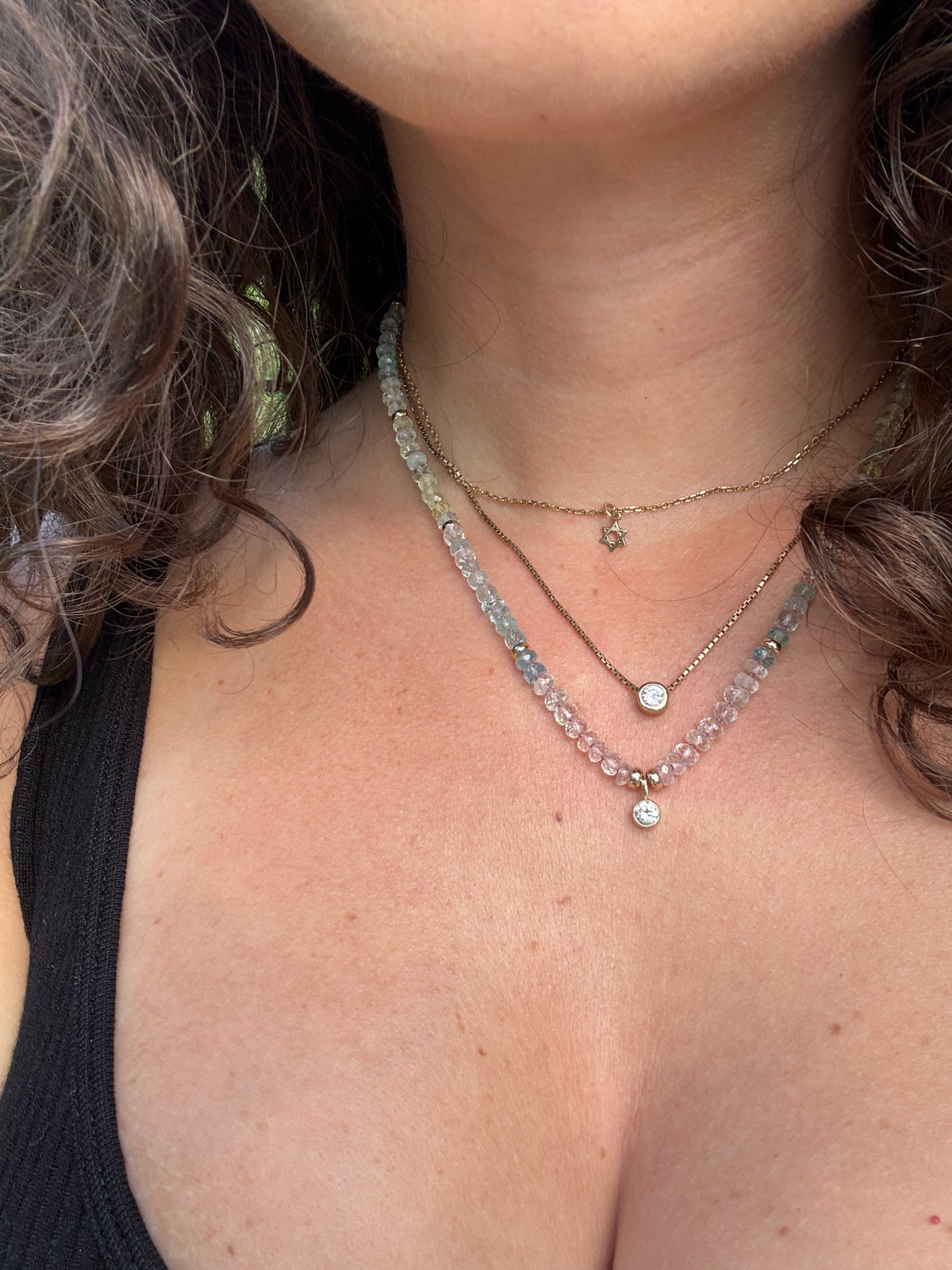 Multi-Color Aquamarine & Diamond Necklace
