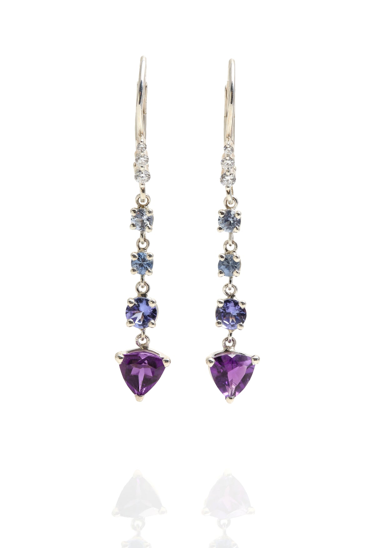 Amethyst & Sapphire Drop Earrings