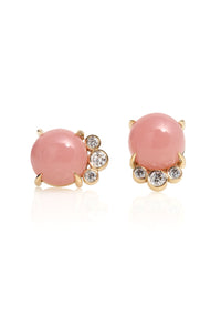 Guava Quartz and Diamond Studs