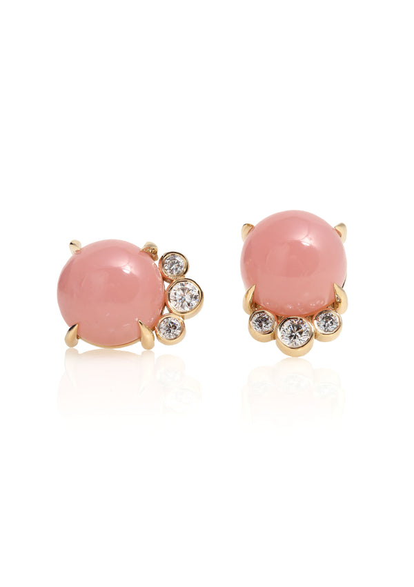 Guava Quartz and Diamond Studs