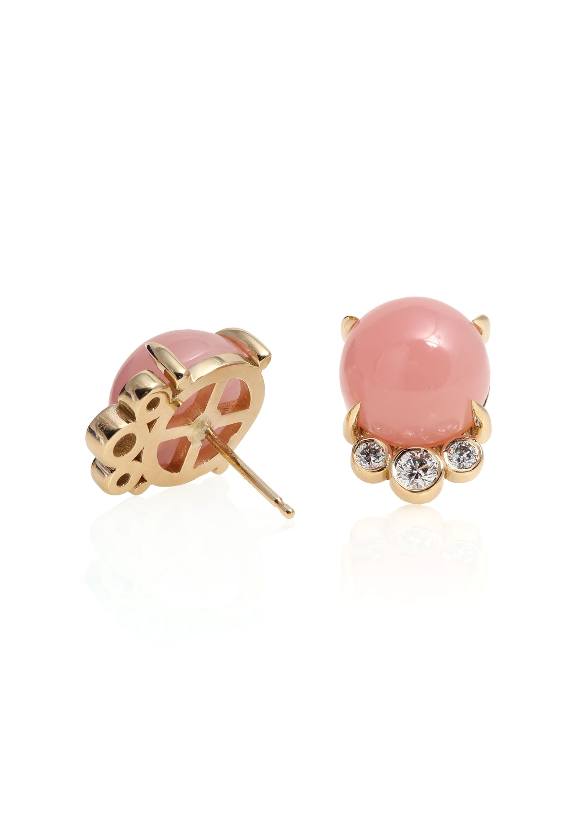 Guava Quartz and Diamond Studs