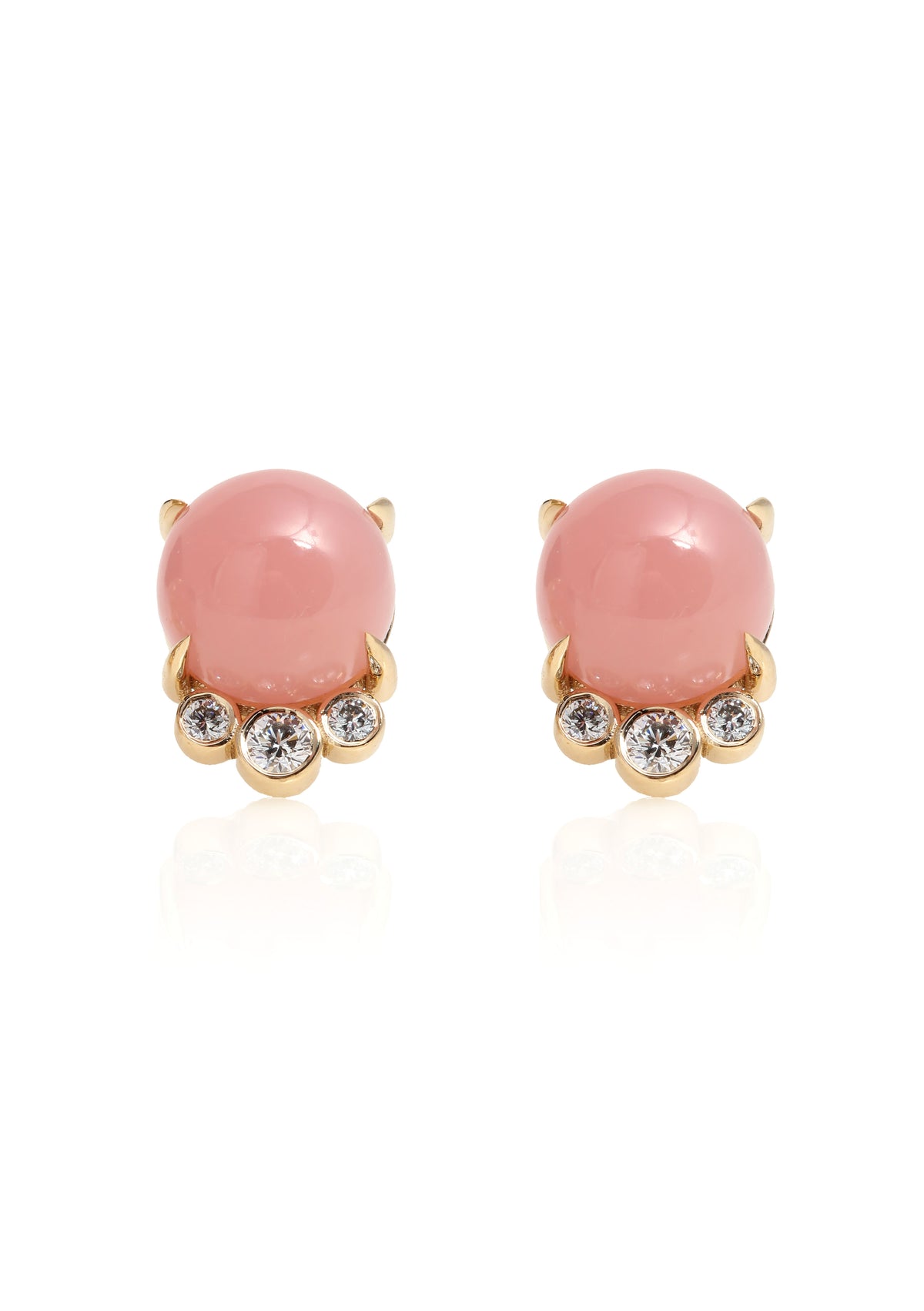 Guava Quartz and Diamond Studs