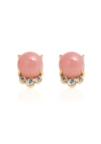 Guava Quartz and Diamond Studs