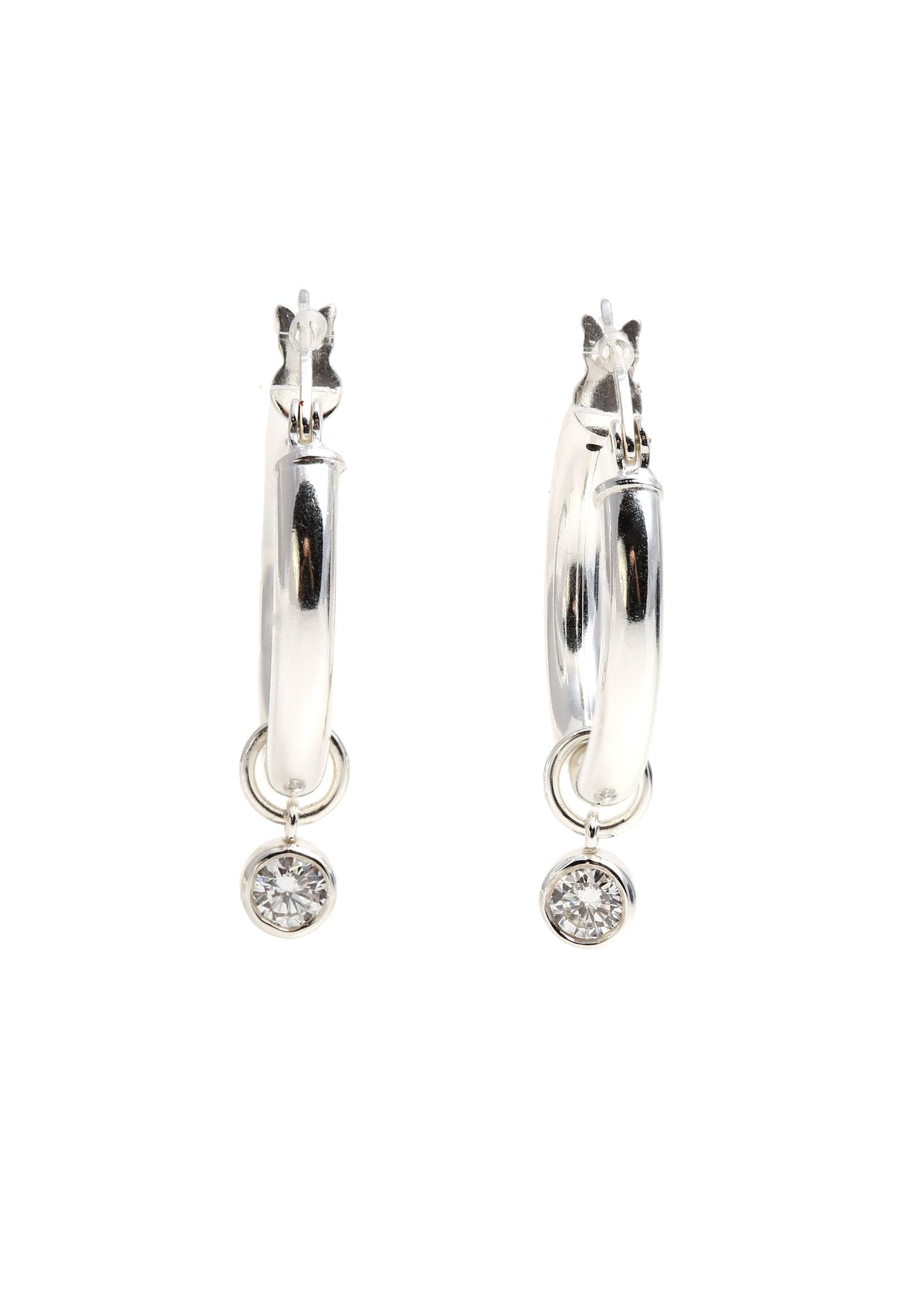 Diamond Drop Hoop Earrings