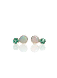 Moon and Star Studs — Opal & Emerald