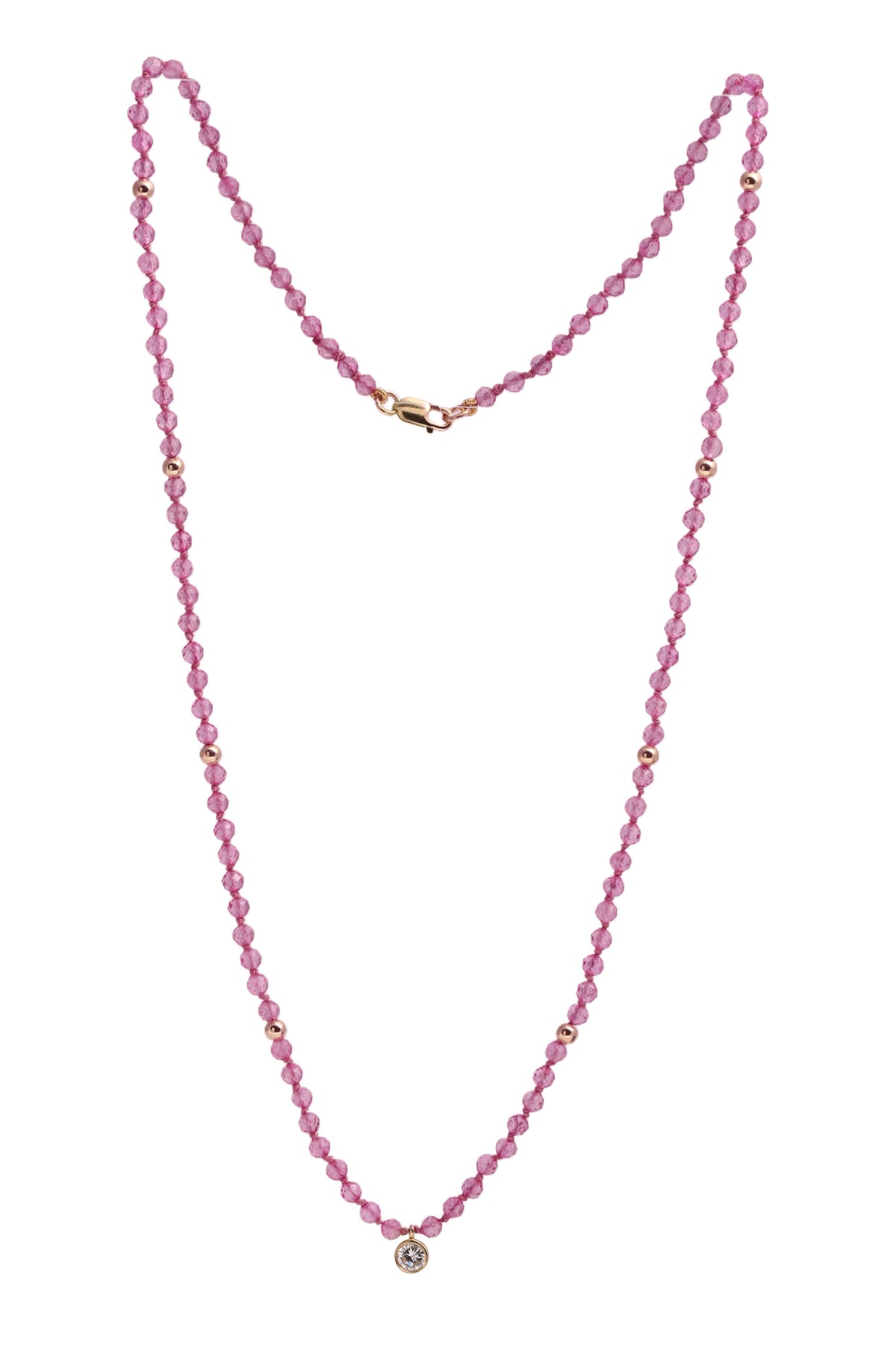 Pink Quartz & Diamond Necklace