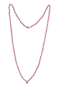 Pink Quartz & Diamond Necklace