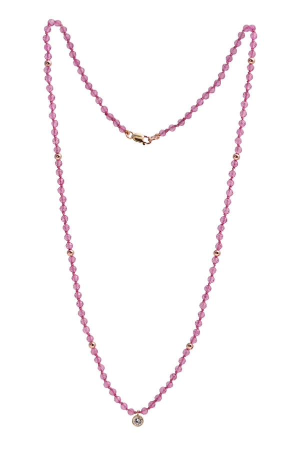 Pink Quartz & Diamond Necklace