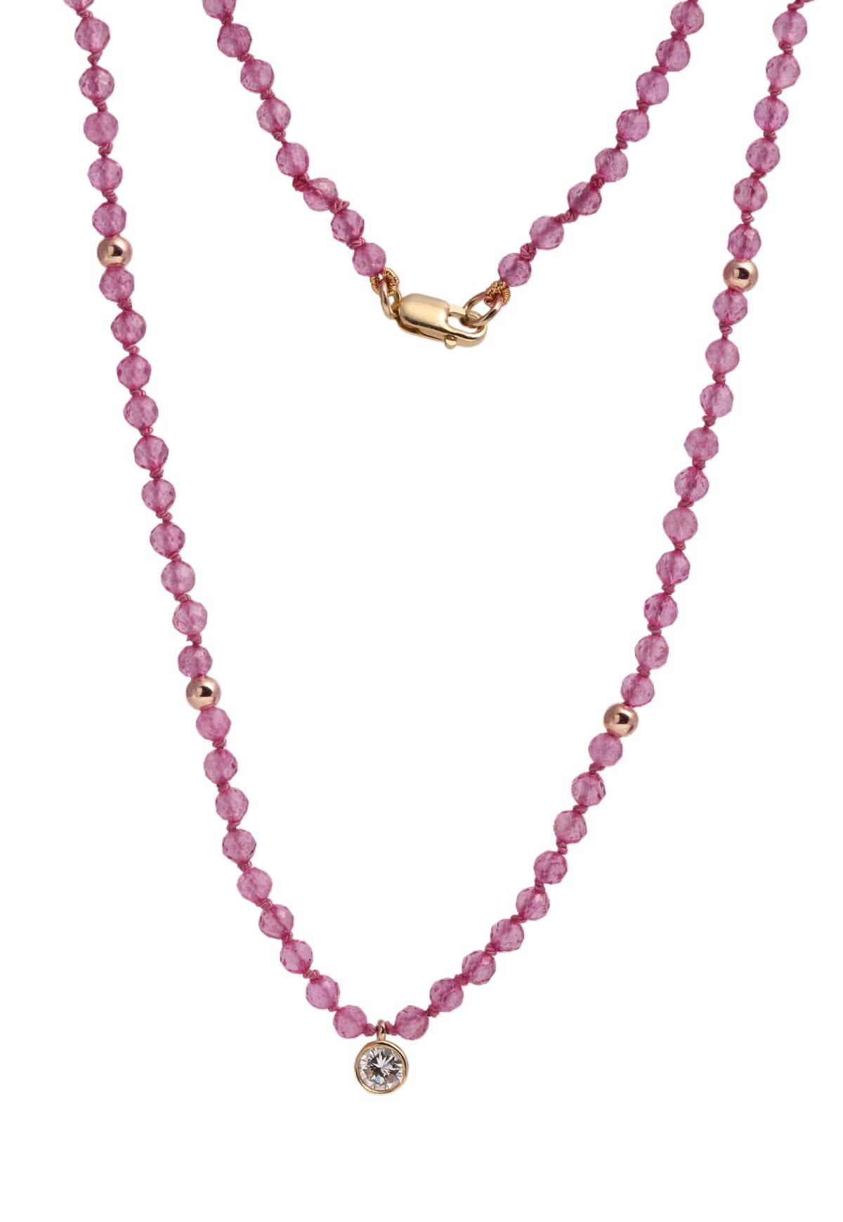 Pink Quartz & Diamond Necklace