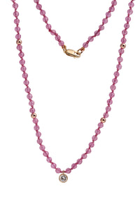 Pink Quartz & Diamond Necklace