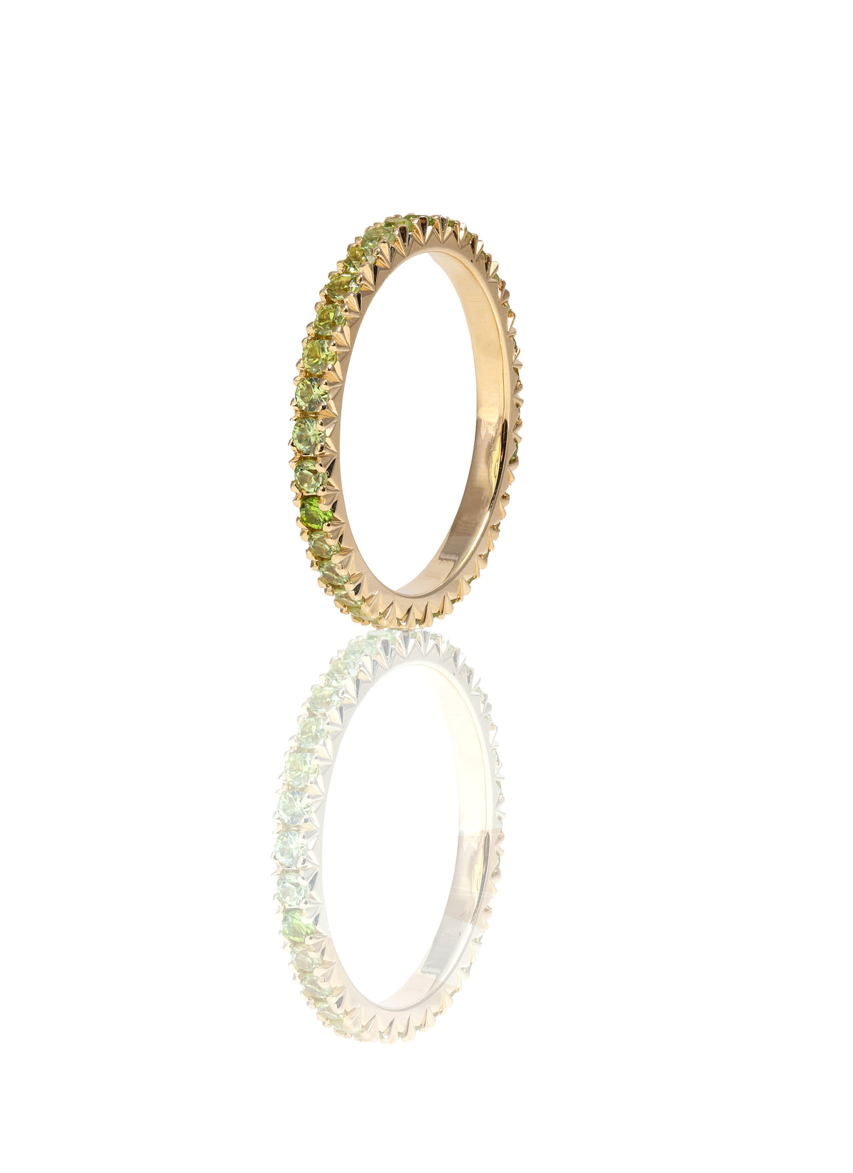 14K Yellow Gold Demantoid Garnet Eternity Ring