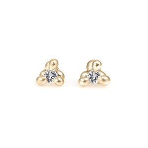 3 Prong White Sapphire Studs
