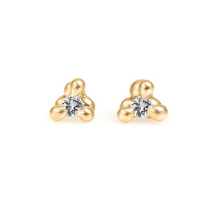 3 Prong White Sapphire Studs