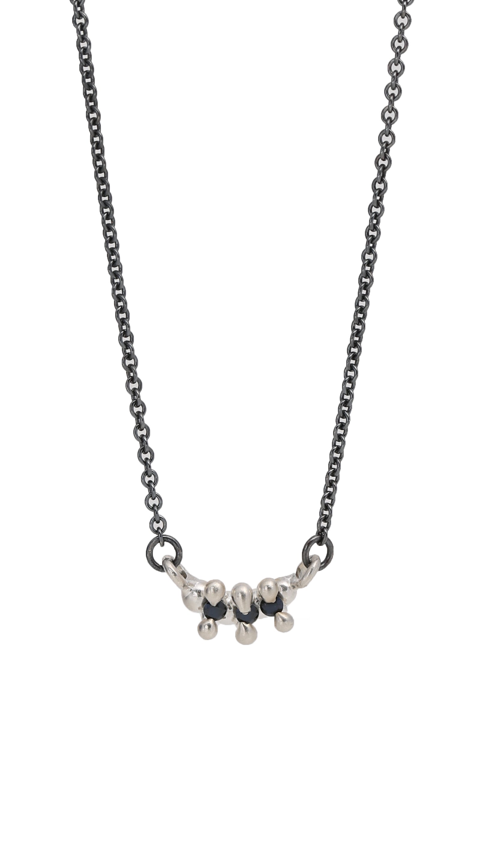 Limited Edition 3 Stone Bar Necklace Black Spinel