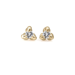 3 Prong White Sapphire Studs