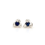 Load image into Gallery viewer, 3 Prong Blue Sapphire Studs
