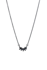 5 Stone Bar Necklace Black Spinel