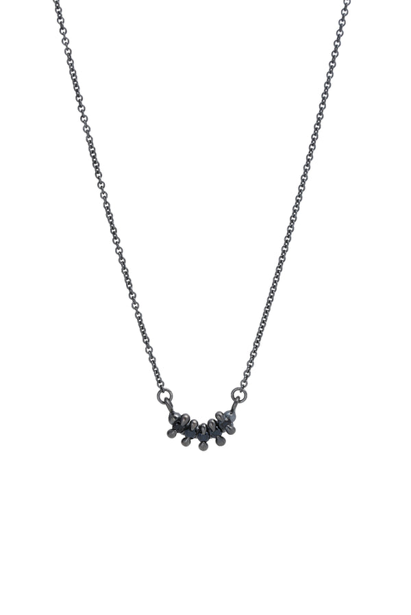 5 Stone Bar Necklace Black Spinel