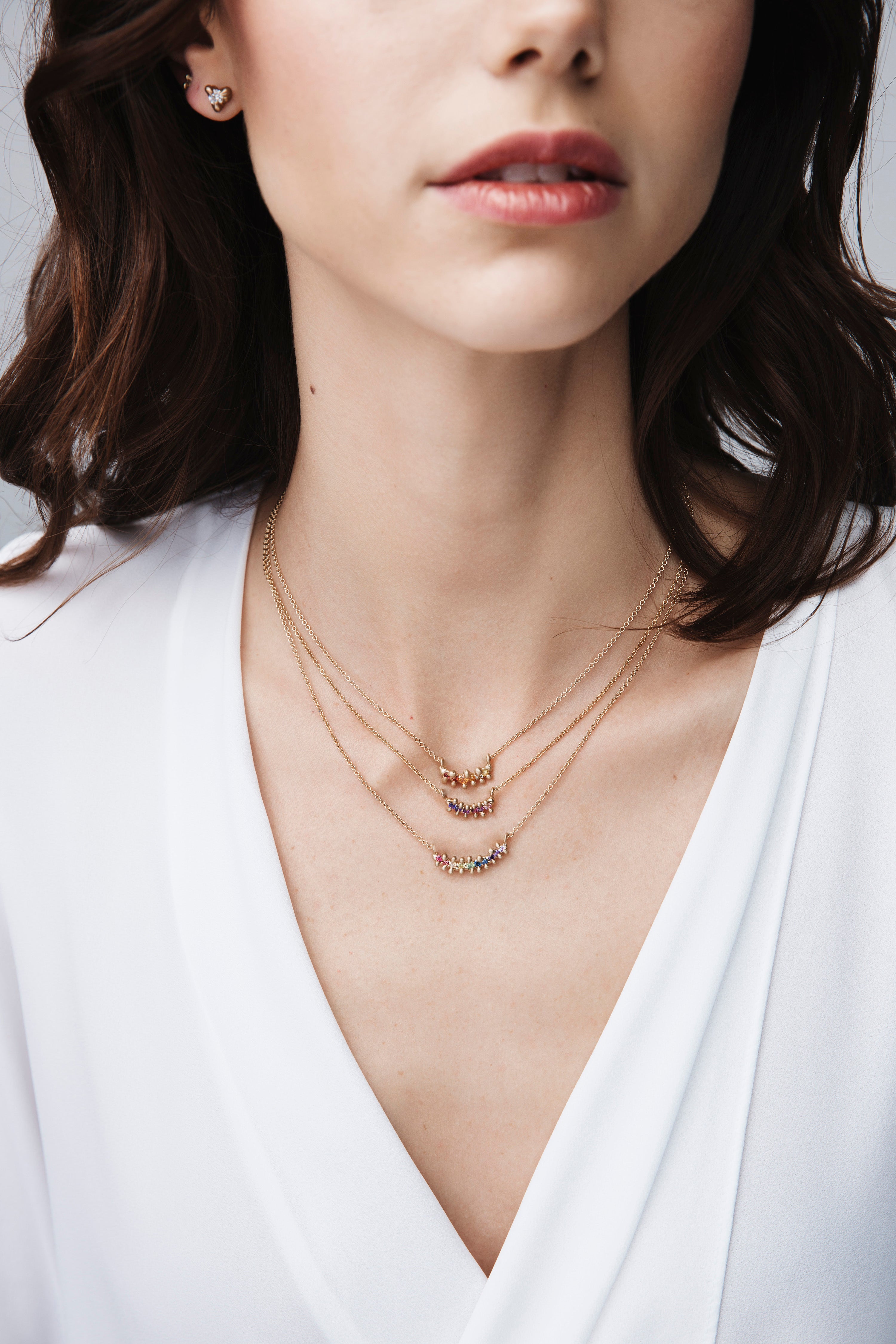 5 Stone Bar Necklace Garnet