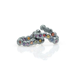 Small Hoops with Multi-Color Sapphires