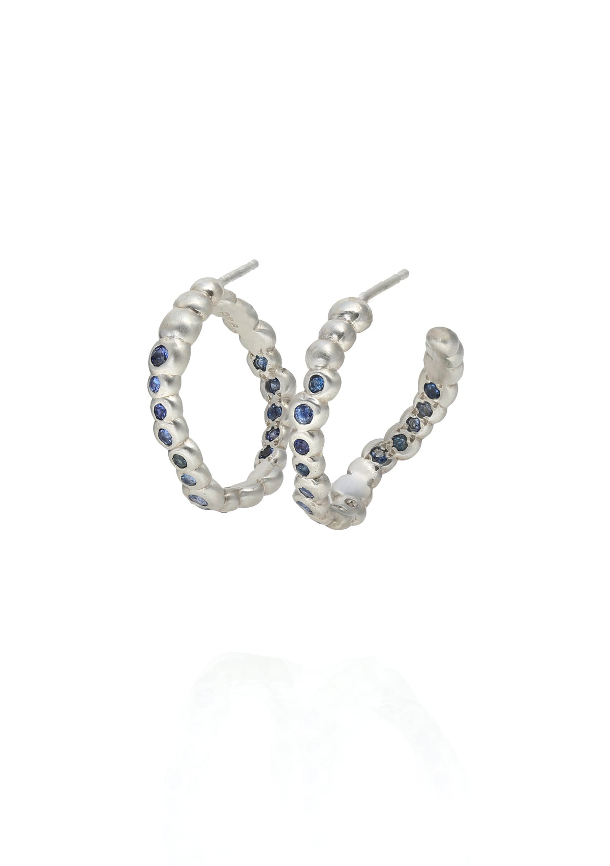 Large Pebble Hoops with Ombré Blue Sapphires