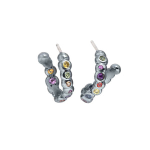 Small Hoops with Multi-Color Sapphires