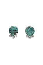 Load image into Gallery viewer, Turquoise and White Sapphire Studs
